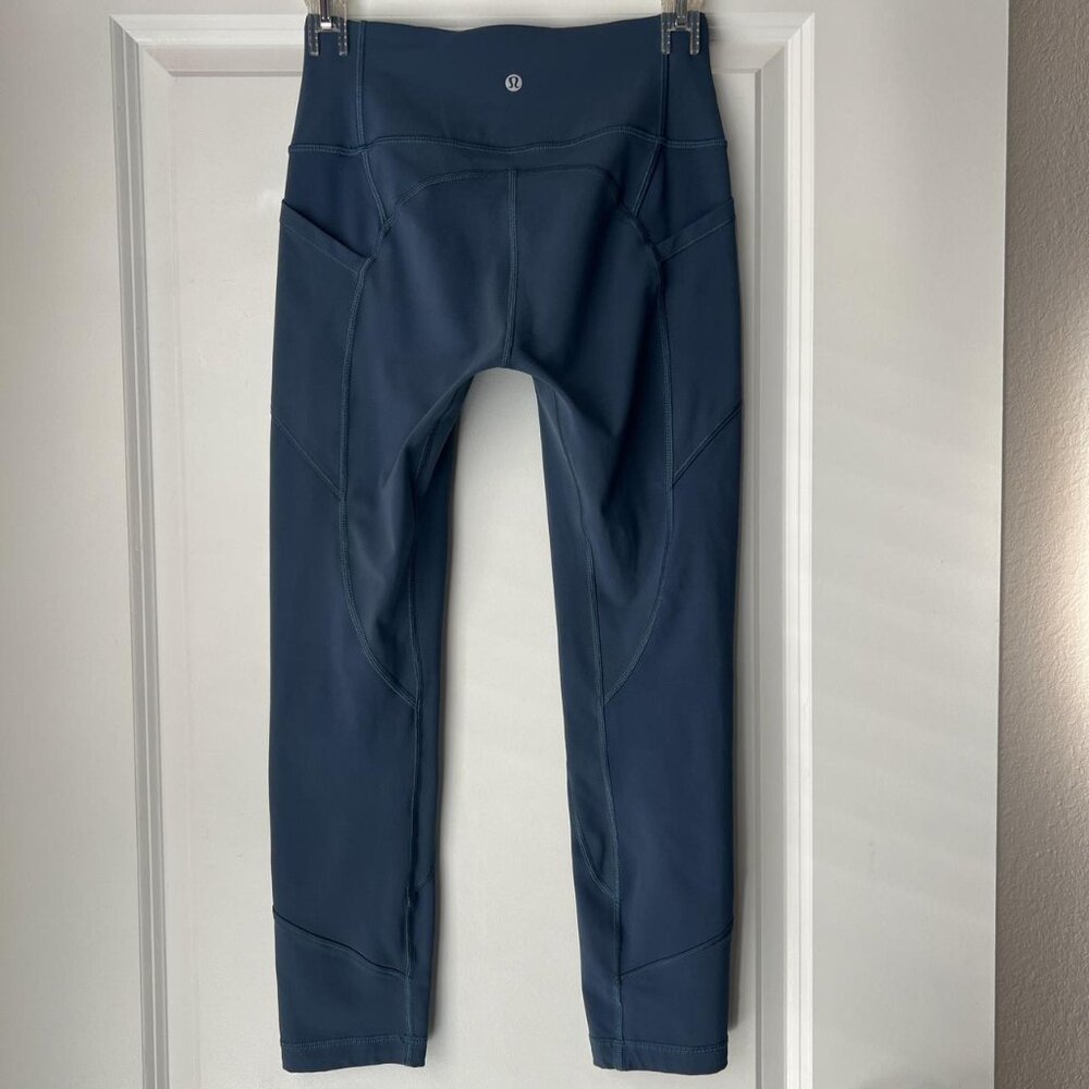 Lululemon blue high-waisted leggings with pockets, 23” inseam